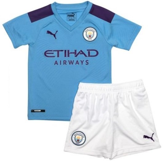Kit infantil oficial Puma Manchester City 2019 2020 I jogador 